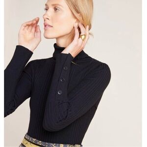 By Anthropologie black ribbed turtleneck sweater size medium
